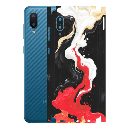 Samsung M/F/Note/Flip and C Phone Skins (All Models) - Black Red White Paint Splash Fusion - Matte Finish (M-56) Samsung Galaxy M02