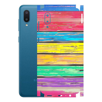 Samsung M/F/Note/Flip and C Phone Skins (All Models) - Multi Colour Wooden Wall - Matte Finish (M-96) Samsung Galaxy M02