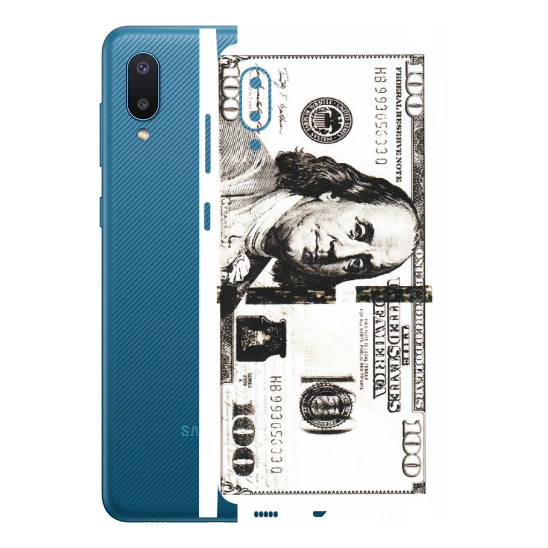 Samsung M/F/Note/Flip and C Phone Skins (All Models) - 100 Dollar Currency - Transparent Finish (T-01) Samsung Galaxy M02