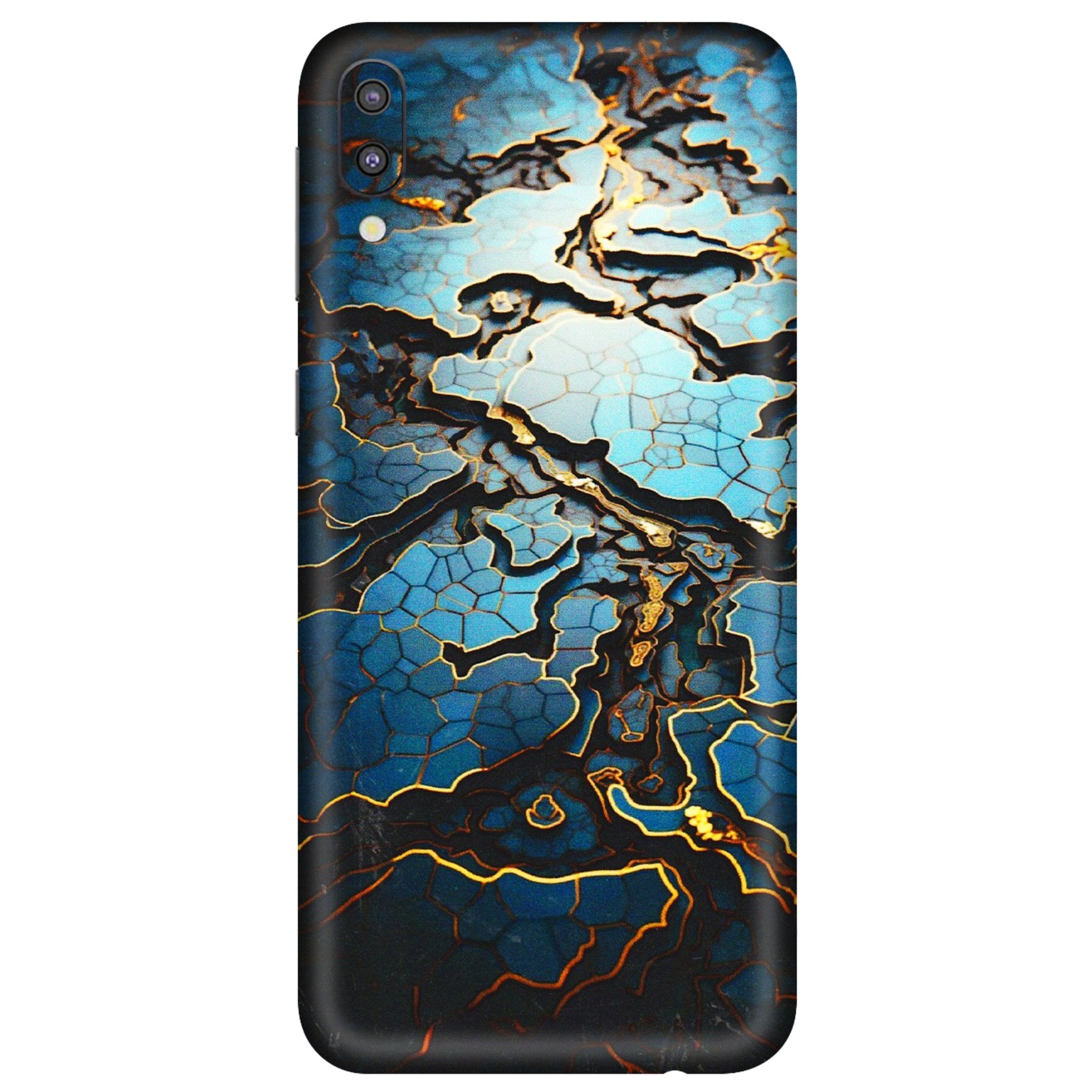 Samsung M/F/Note/Flip and C Phone Skins (All Models) - Blue Gold Abstract - 3D Embossed Finish (L-11) Samsung Galaxy M10