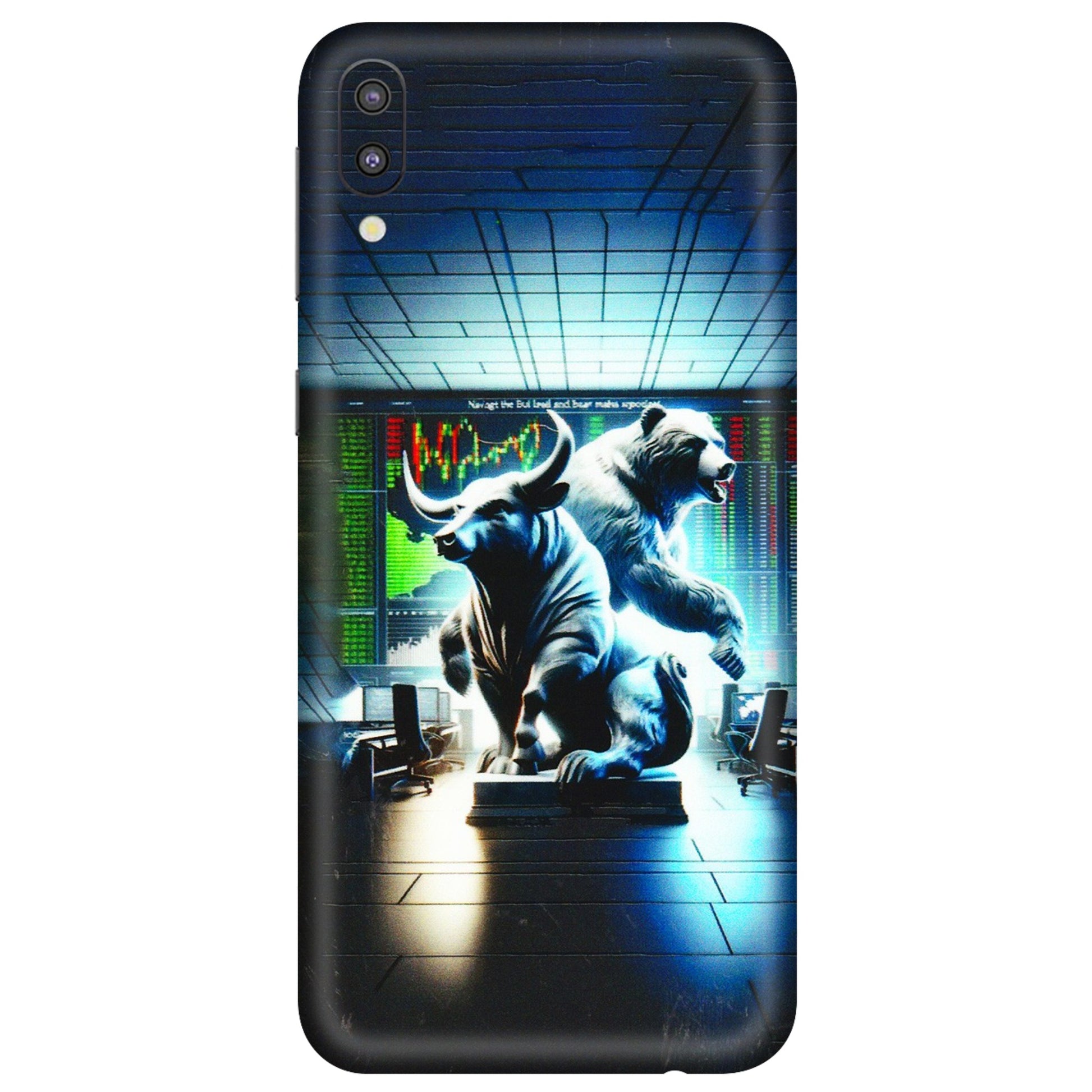 Samsung M/F/Note/Flip and C Phone Skins (All Models) - Stock Market Sensex Bear vs Bulls - 3D Embossed Finish (L-15) Samsung Galaxy M10
