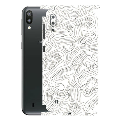 Samsung M/F/Note/Flip and C Phone Skins (All Models) - White Black Swirls - 3D Embossed Finish (L-219) Samsung Galaxy M10