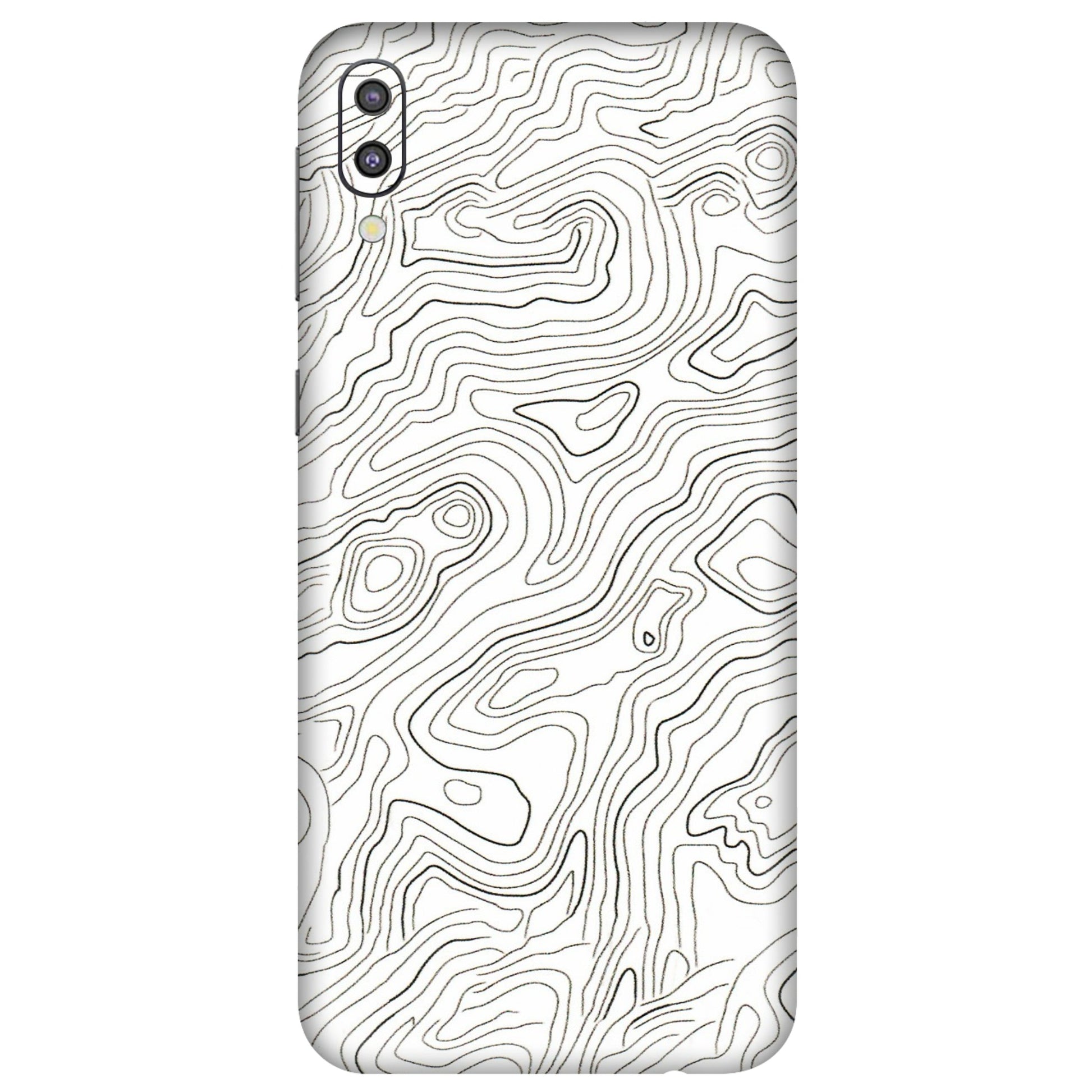 Samsung M/F/Note/Flip and C Phone Skins (All Models) - White Black Swirls - 3D Embossed Finish (L-219) Samsung Galaxy M10