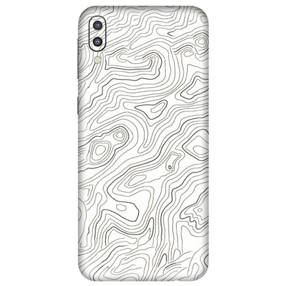 Samsung M/F/Note/Flip and C Phone Skins (All Models) - White Black Swirls - 3D Embossed Finish (L-219) Samsung Galaxy M10
