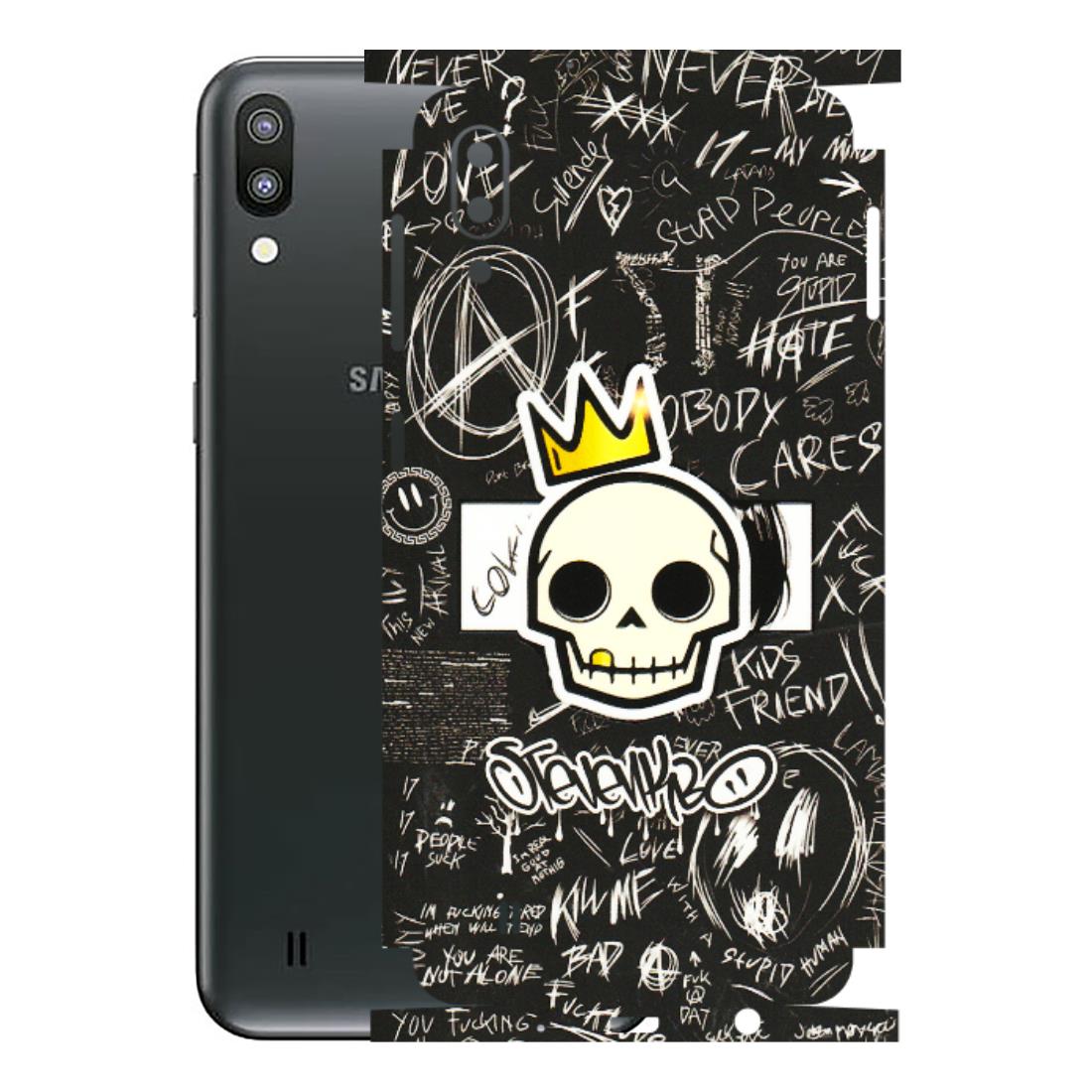Samsung M/F/Note/Flip and C Phone Skins (All Models) - Funny Skull Black Chalk Grafitti - 3D Embossed Finish (L-22) Samsung Galaxy M10