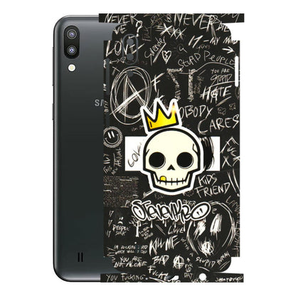 Samsung M/F/Note/Flip and C Phone Skins (All Models) - Funny Skull Black Chalk Grafitti - 3D Embossed Finish (L-22) Samsung Galaxy M10
