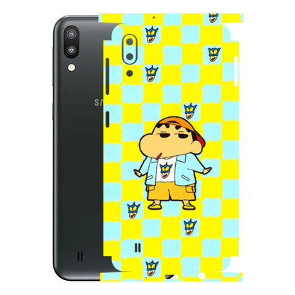 Samsung M/F/Note/Flip and C Phone Skins (All Models) - Yellow Blue Shinchan Cute - 3D Embossed Finish (L-221) Samsung Galaxy M10