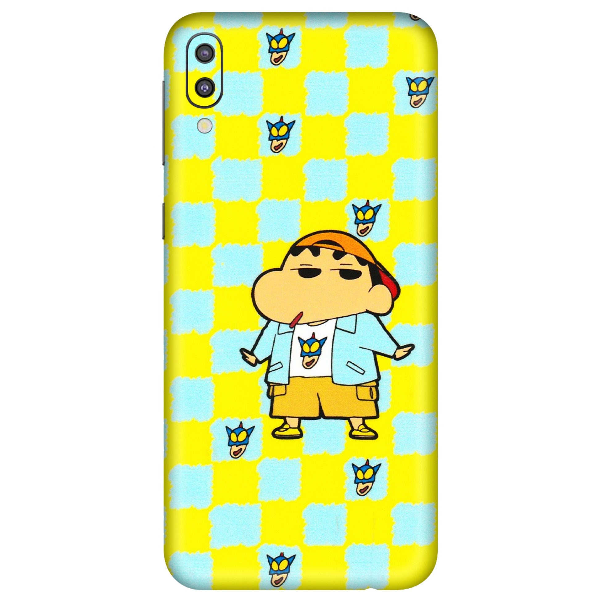 Samsung M/F/Note/Flip and C Phone Skins (All Models) - Yellow Blue Shinchan Cute - 3D Embossed Finish (L-221) Samsung Galaxy M10