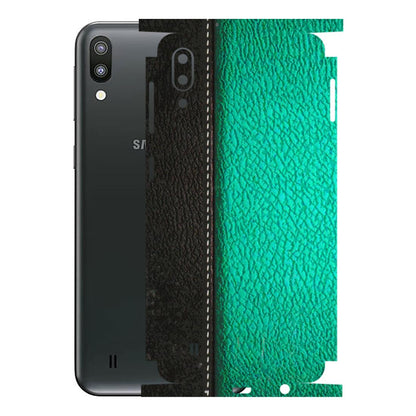 Samsung M/F/Note/Flip and C Phone Skins (All Models) - Black Green Dual Leather Stich - 3D Embossed Finish (L-233) Samsung Galaxy M10