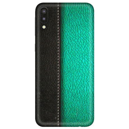 Samsung M/F/Note/Flip and C Phone Skins (All Models) - Black Green Dual Leather Stich - 3D Embossed Finish (L-233) Samsung Galaxy M10