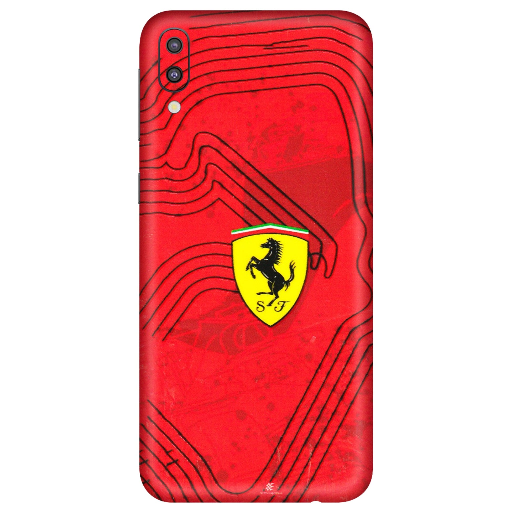 Samsung M/F/Note/Flip and C Phone Skins (All Models) - Red Ferrari Logo Stylish - 3D Embossed Finish (L-238) Samsung Galaxy M10