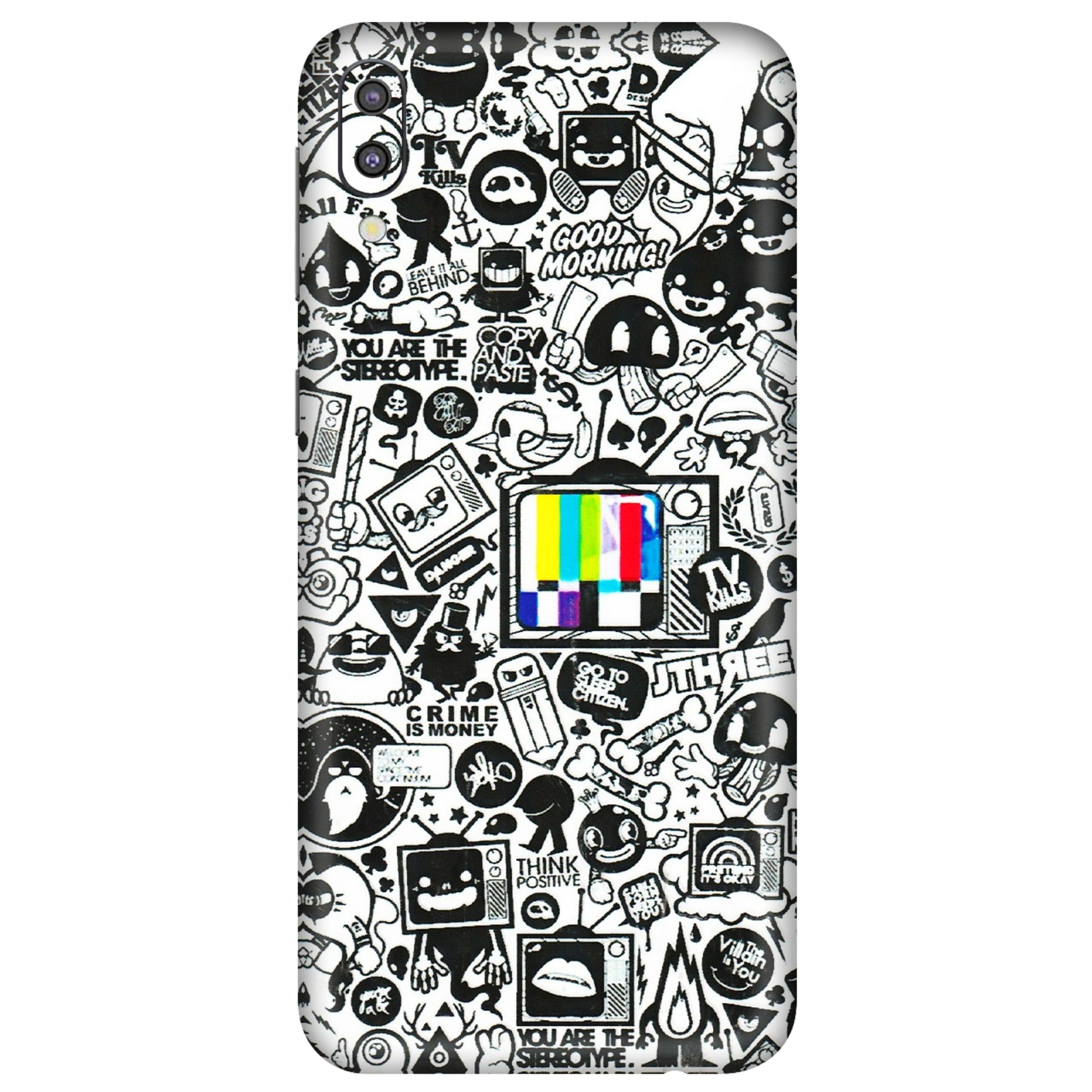 Samsung M/F/Note/Flip and C Phone Skins (All Models) - Doodles Positive Art - 3D Embossed Finish (L-263) Samsung Galaxy M10