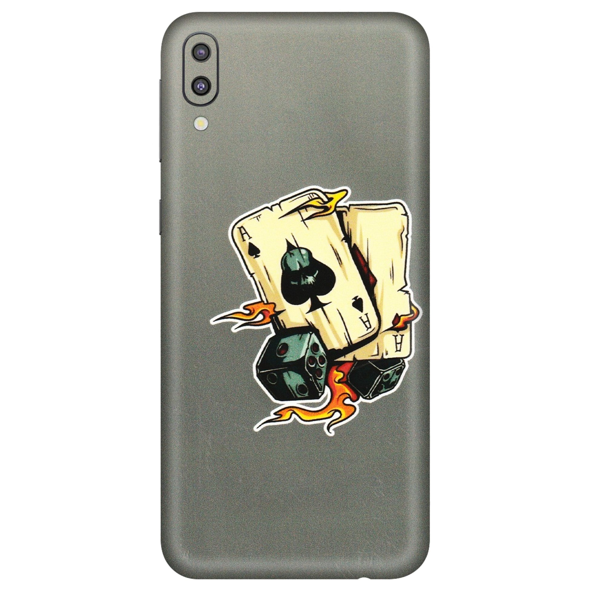 Samsung M/F/Note/Flip and C Phone Skins (All Models) - Grey Cards Of Ace - 3D Embossed Finish (L-77) Samsung Galaxy M10
