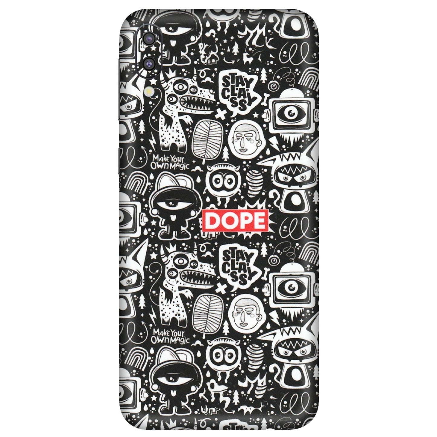 Samsung M/F/Note/Flip and C Phone Skins (All Models) - Dope Stay Classy Black Doodles - Matte Finish (M-126) Samsung Galaxy M10