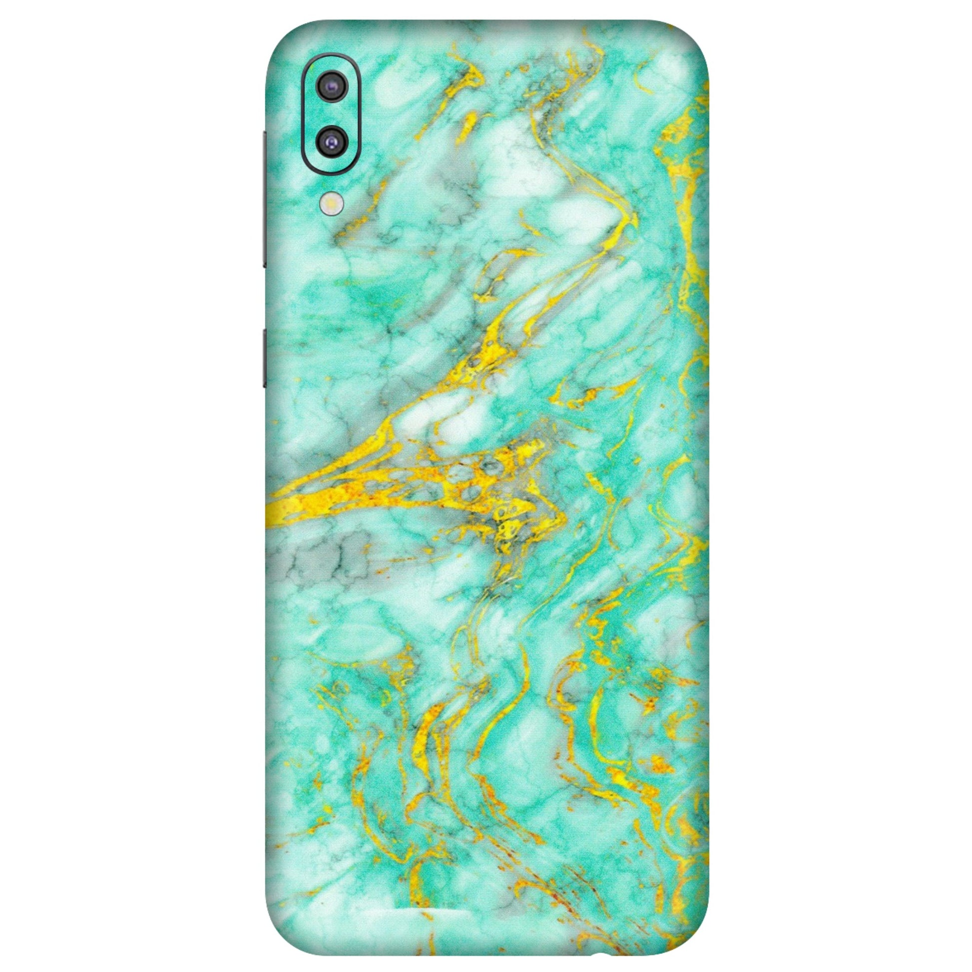 Samsung M/F/Note/Flip and C Phone Skins (All Models) - Green And Gold Marble Feel - Matte Finish (M-16) Samsung Galaxy M10