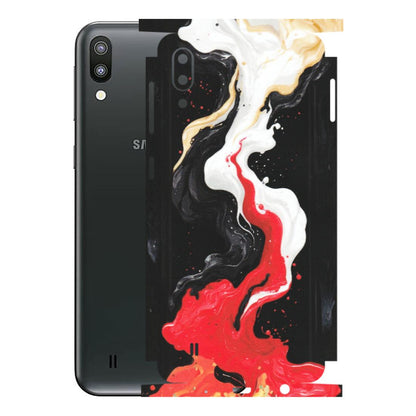 Samsung M/F/Note/Flip and C Phone Skins (All Models) - Black Red White Paint Splash Fusion - Matte Finish (M-56) Samsung Galaxy M10