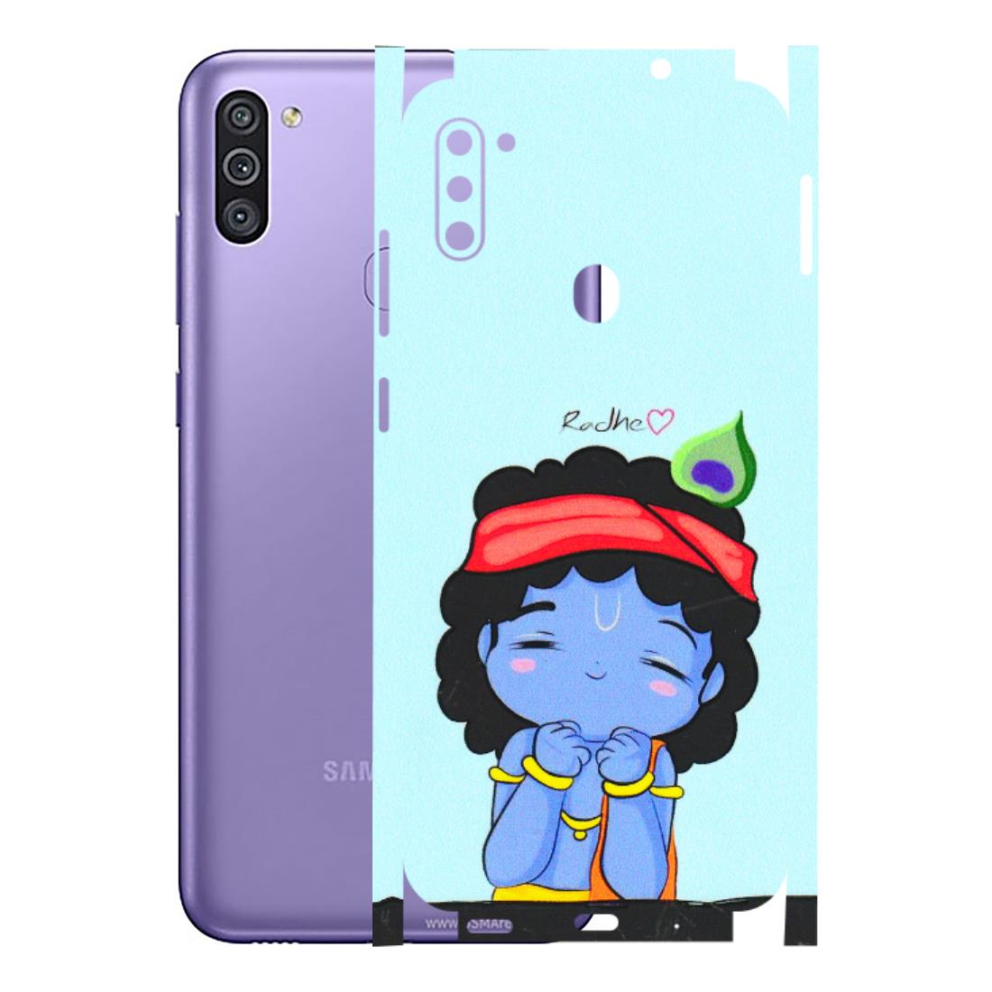 Samsung M/F/Note/Flip and C Phone Skins (All Models) - Radhe Radhe Cute Toon - 3D Embossed Finish (L-05) Samsung Galaxy M11