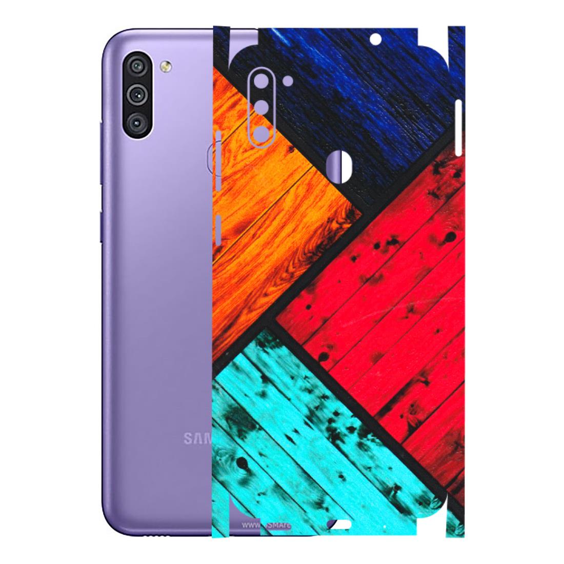 Samsung M/F/Note/Flip and C Phone Skins (All Models) - Colourful Wood Panels Abstract - 3D Embossed Finish (L-09) Samsung Galaxy M11