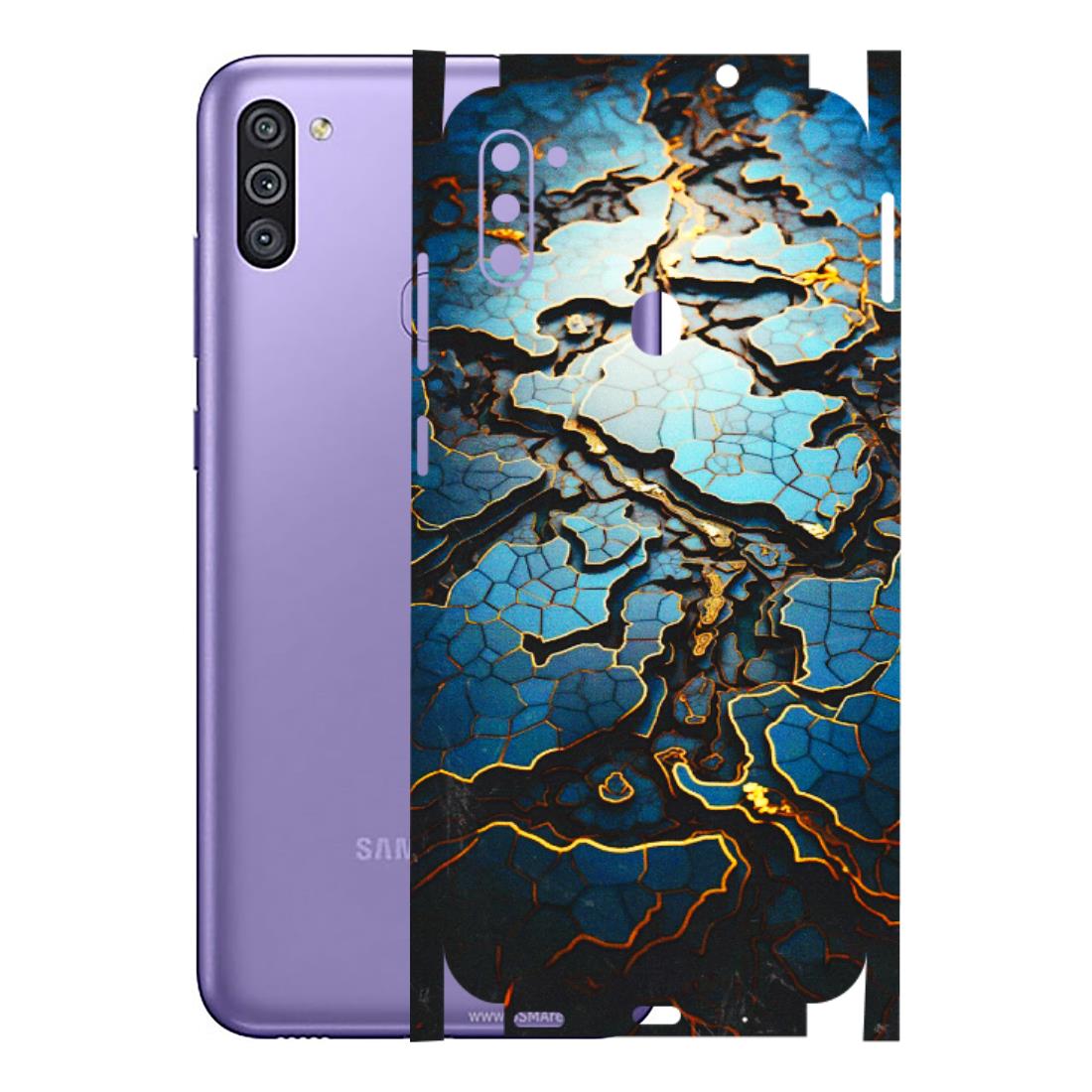 Samsung M/F/Note/Flip and C Phone Skins (All Models) - Blue Gold Abstract - 3D Embossed Finish (L-11) Samsung Galaxy M11