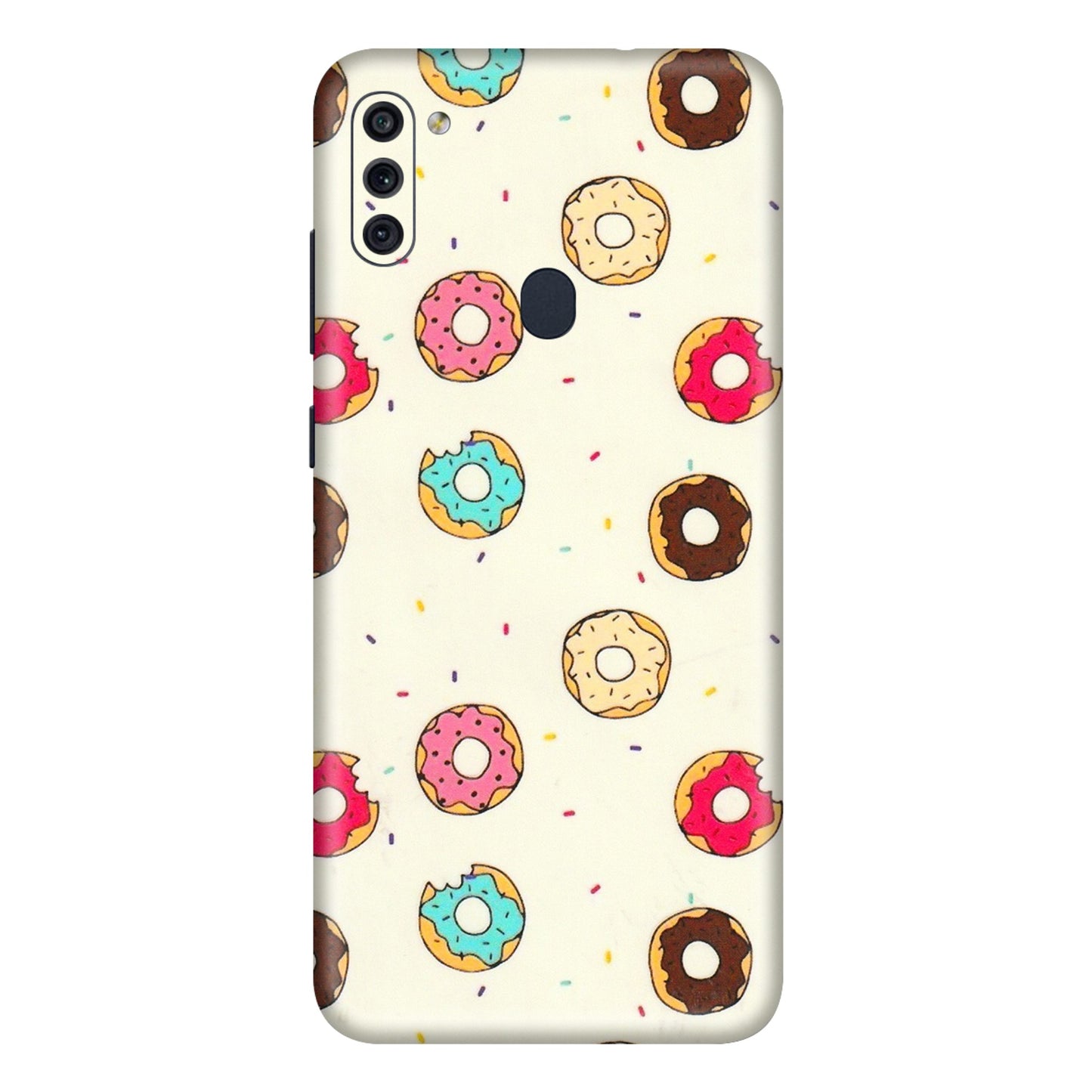Samsung M/F/Note/Flip and C Phone Skins (All Models) - Mini Donuts Doodle Art - 3D Embossed Finish (L-122) Samsung Galaxy M11