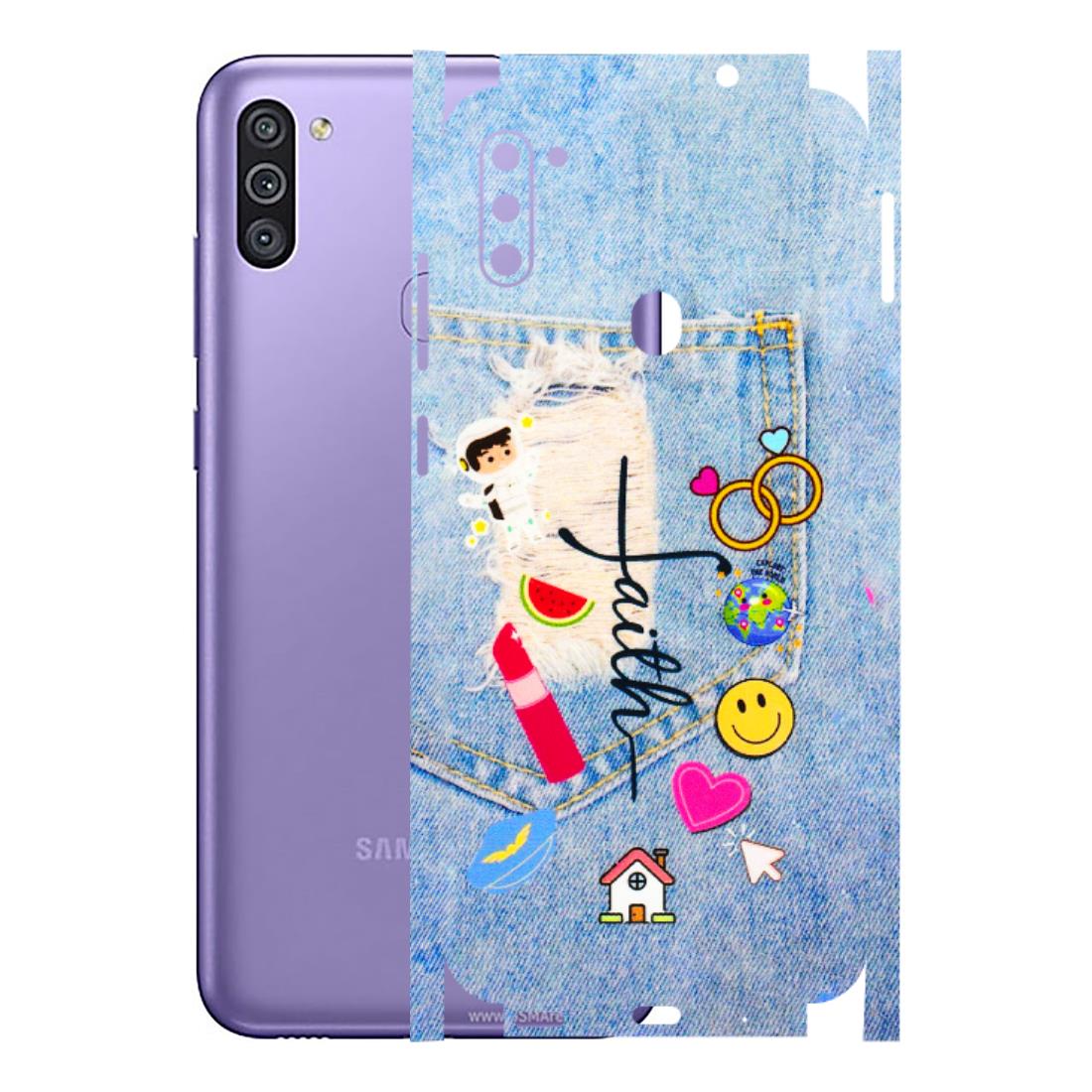Samsung M/F/Note/Flip and C Phone Skins (All Models) - Denim Jeans Pocket - 3D Embossed Finish (L-134) Samsung Galaxy M11