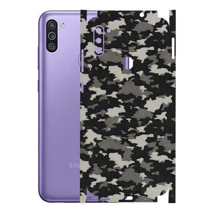 Samsung M/F/Note/Flip and C Phone Skins (All Models) - Black/Grey Camoflaunge - 3D Embossed Finish (L-142) Samsung Galaxy M11