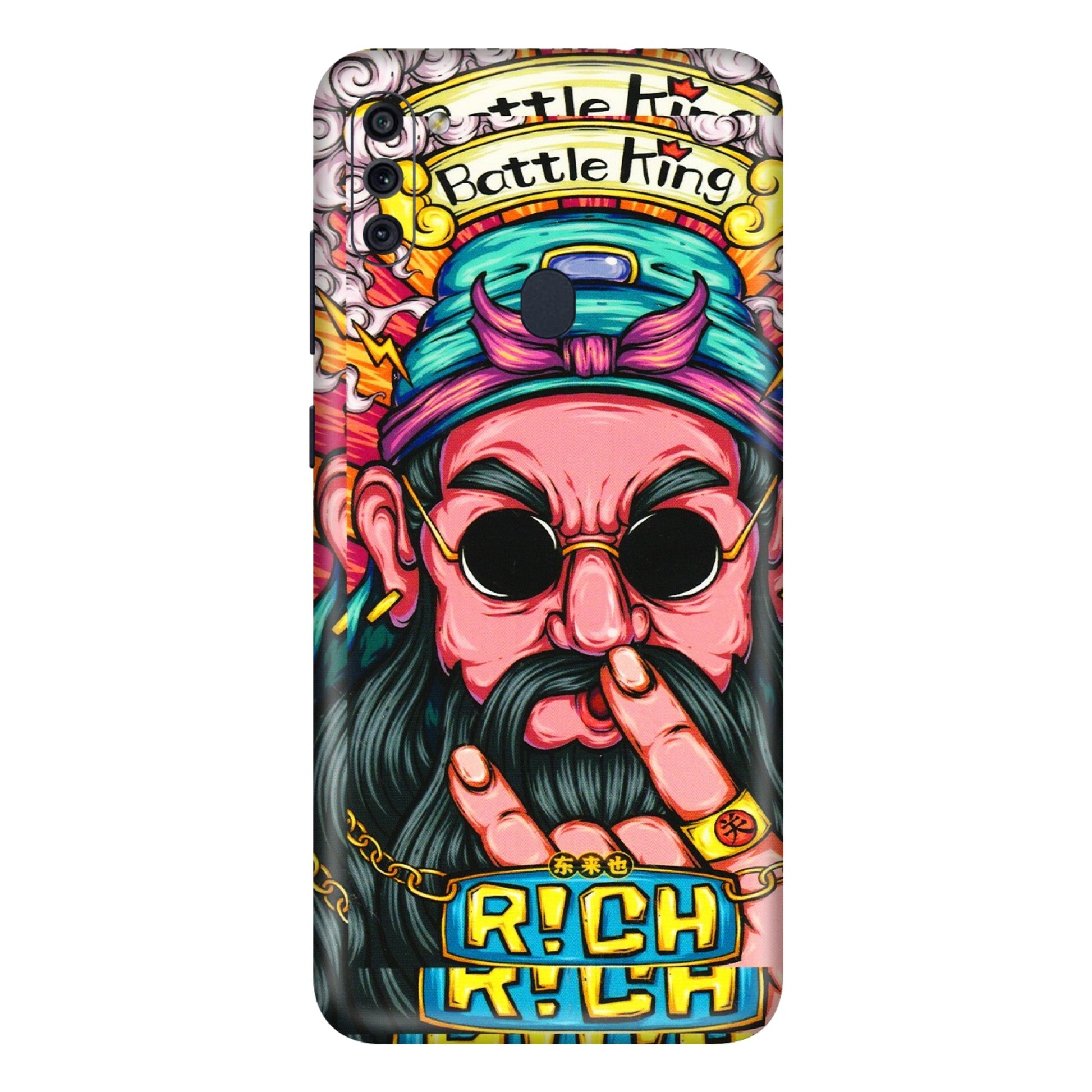 Samsung M/F/Note/Flip and C Phone Skins (All Models) - Battle King Dude Face - 3D Embossed Finish (L-178) Samsung Galaxy M11