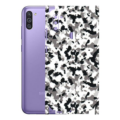 Samsung M/F/Note/Flip and C Phone Skins (All Models) - White Black Camouflage - 3D Embossed Finish (L-18) Samsung Galaxy M11