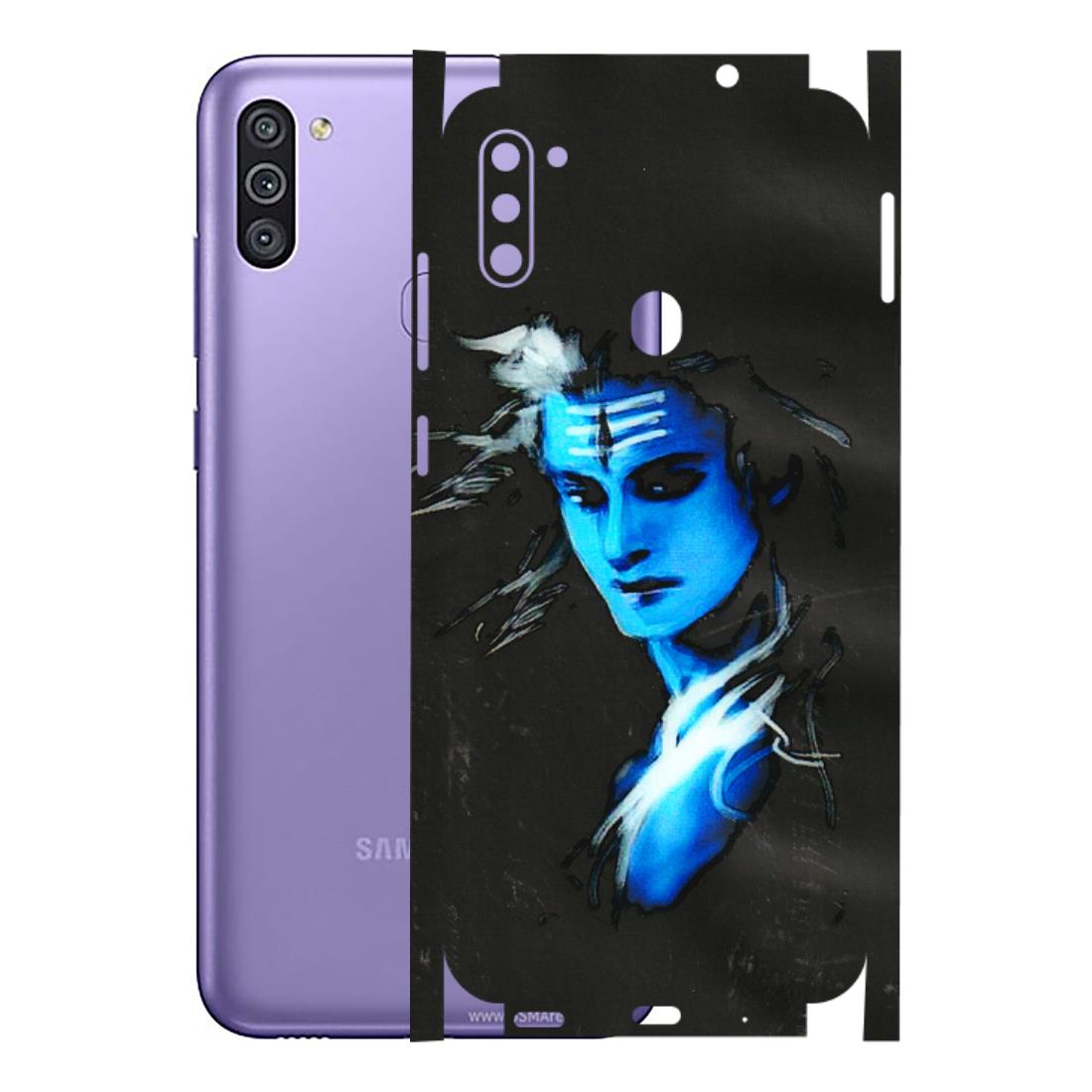 Samsung M/F/Note/Flip and C Phone Skins (All Models) - Har Har Mahadev Blue/Black - 3D Embossed Finish (L-185) Samsung Galaxy M11