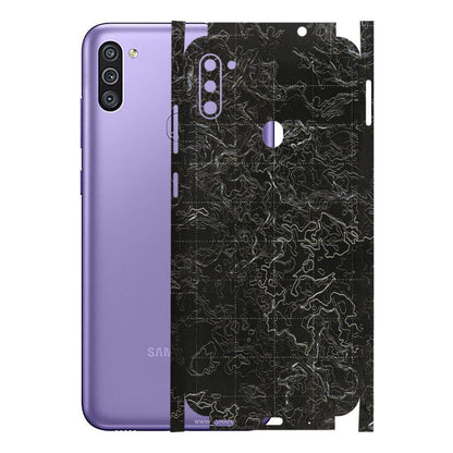 Samsung M/F/Note/Flip and C Phone Skins (All Models) - Black map Texture - 3D Embossed Finish (L-201) Samsung Galaxy M11