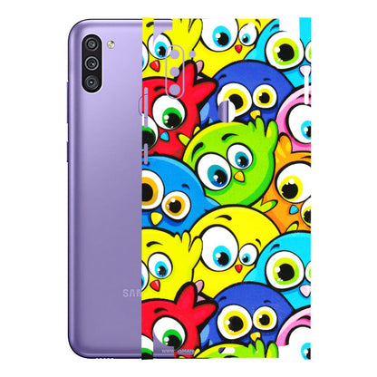 Samsung M/F/Note/Flip and C Phone Skins (All Models) - Cute Fluffy Birds - 3D Embossed Finish (L-213) Samsung Galaxy M11