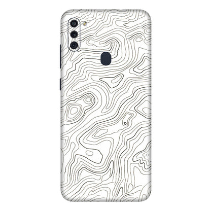Samsung M/F/Note/Flip and C Phone Skins (All Models) - White Black Swirls - 3D Embossed Finish (L-219) Samsung Galaxy M11