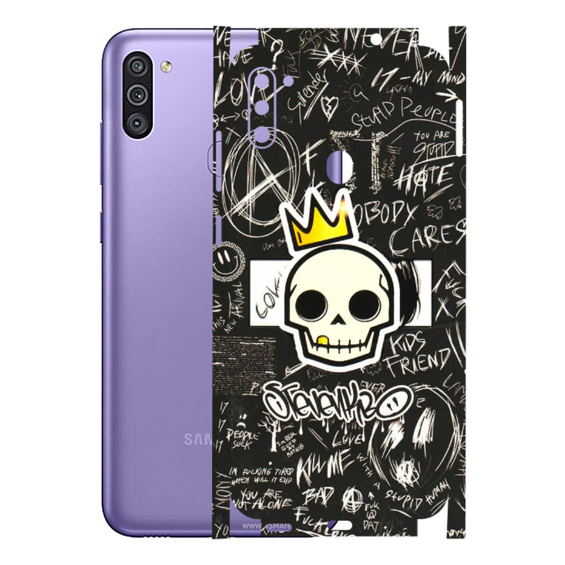 Samsung M/F/Note/Flip and C Phone Skins (All Models) - Funny Skull Black Chalk Grafitti - 3D Embossed Finish (L-22) Samsung Galaxy M11