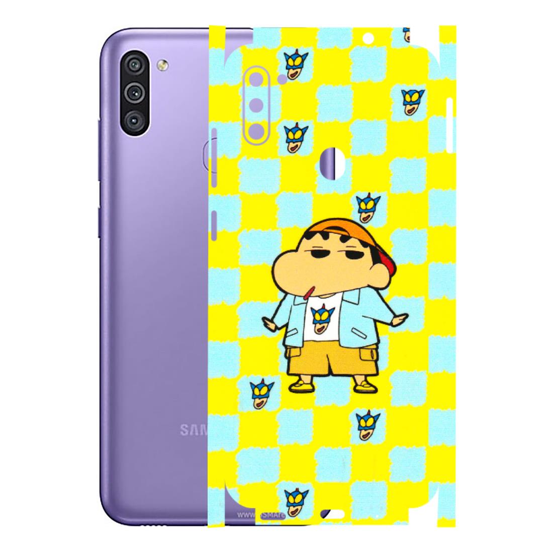 Samsung M/F/Note/Flip and C Phone Skins (All Models) - Yellow Blue Shinchan Cute - 3D Embossed Finish (L-221) Samsung Galaxy M11