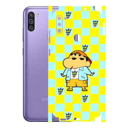 Samsung M/F/Note/Flip and C Phone Skins (All Models) - Yellow Blue Shinchan Cute - 3D Embossed Finish (L-221) Samsung Galaxy M11
