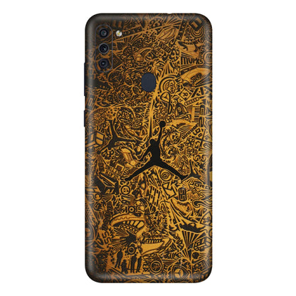 Samsung M/F/Note/Flip and C Phone Skins (All Models) - Premium Gold Basketball Player - 3D Embossed Finish (L-236) Samsung Galaxy M11