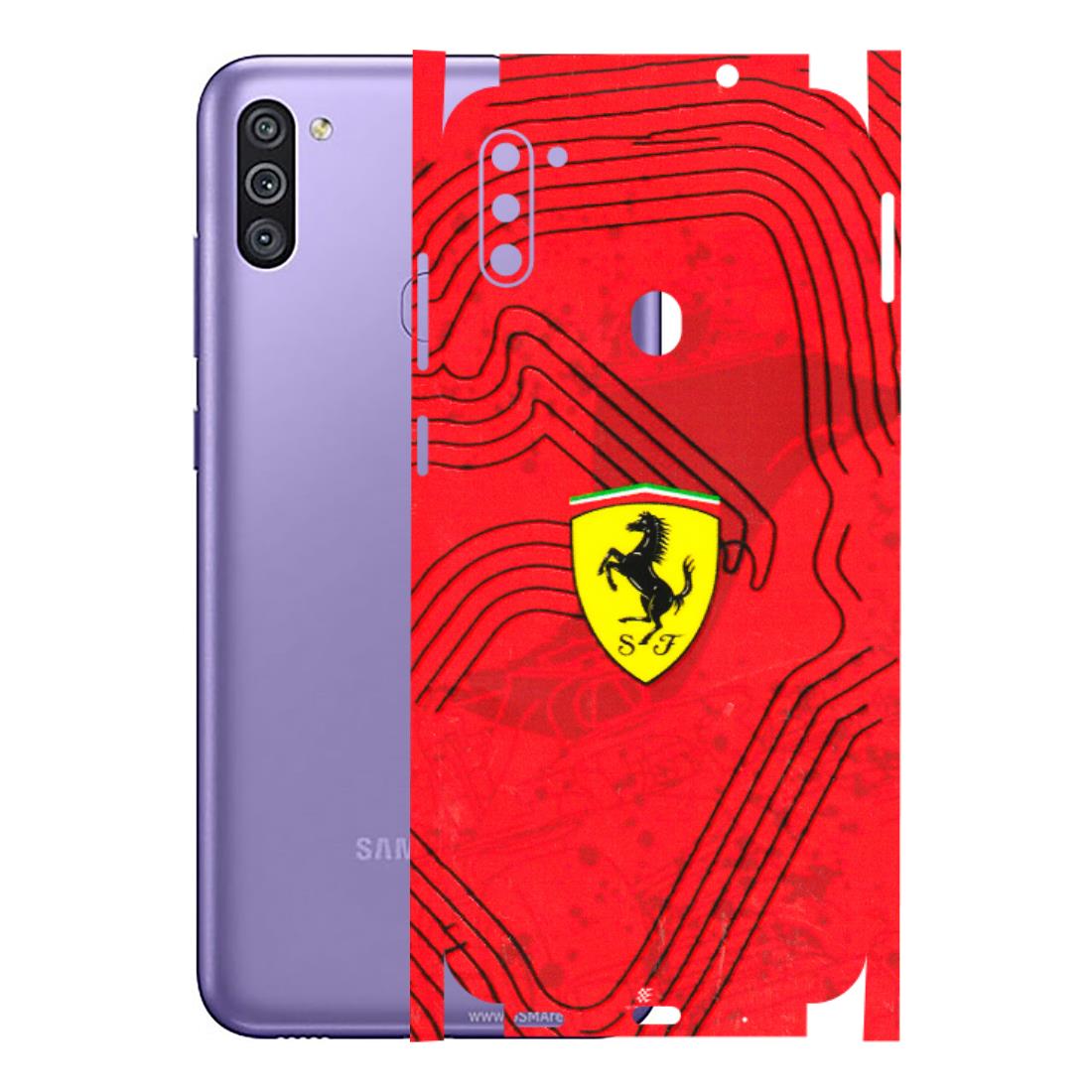 Samsung M/F/Note/Flip and C Phone Skins (All Models) - Red Ferrari Logo Stylish - 3D Embossed Finish (L-238) Samsung Galaxy M11