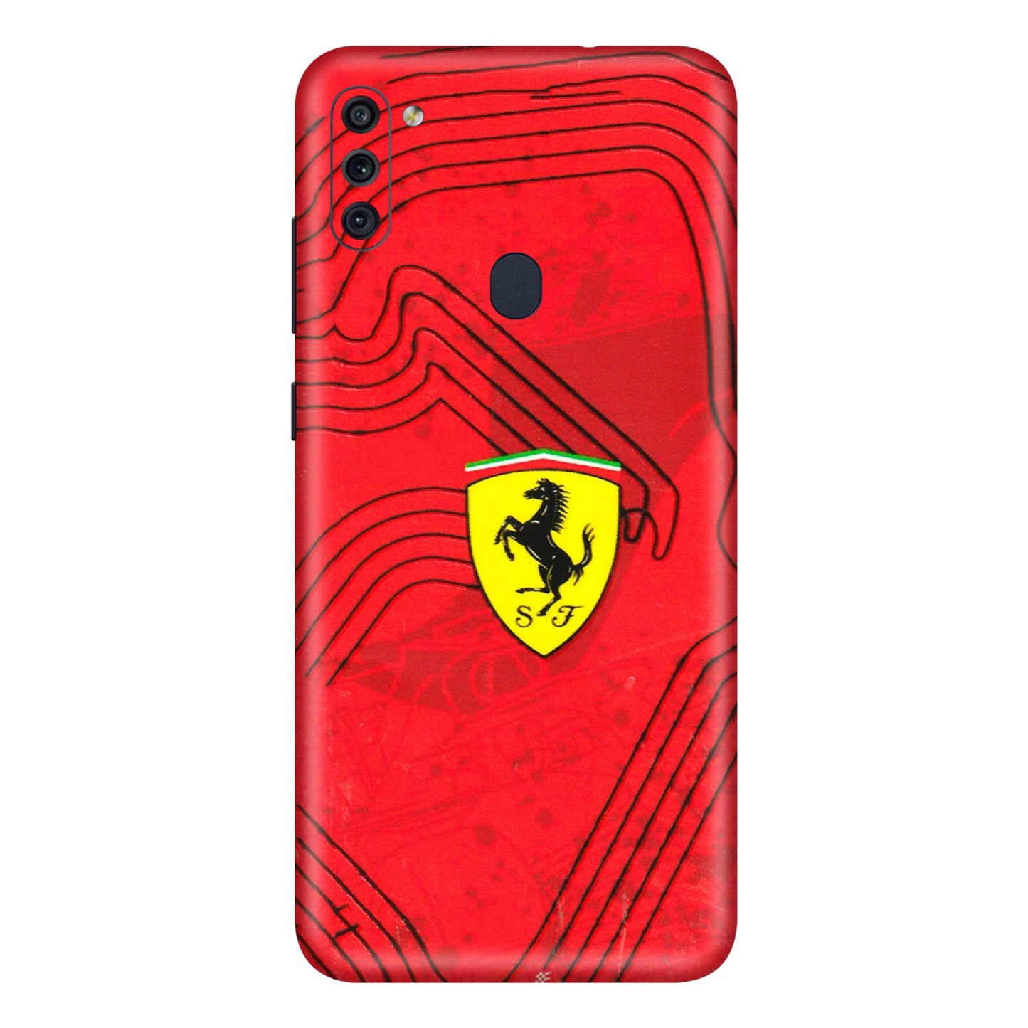 Samsung M/F/Note/Flip and C Phone Skins (All Models) - Red Ferrari Logo Stylish - 3D Embossed Finish (L-238) Samsung Galaxy M11