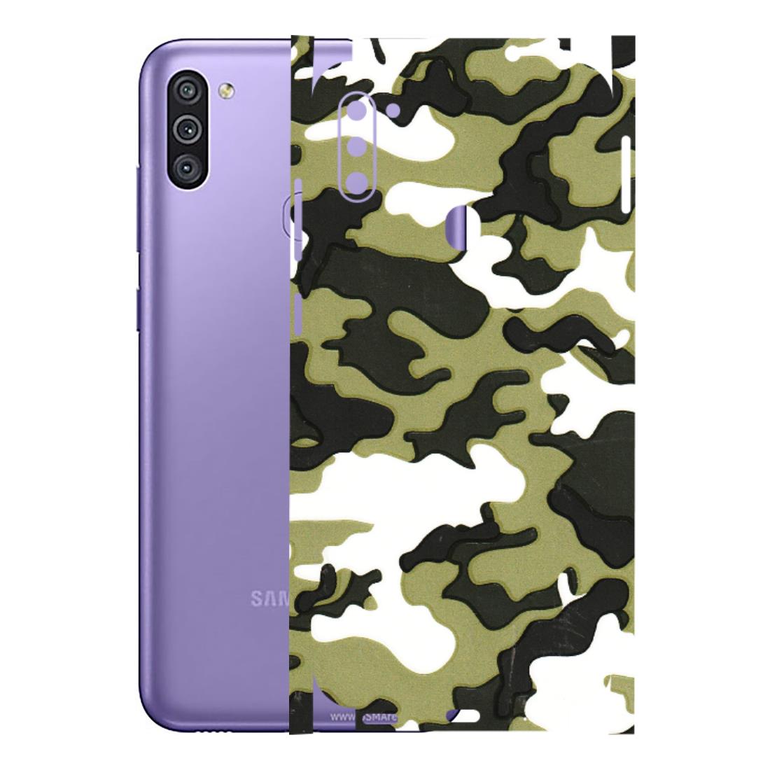 Samsung M/F/Note/Flip and C Phone Skins (All Models) - Camouflages White And Green - 3D Embossed Finish (L-243) Samsung Galaxy M11