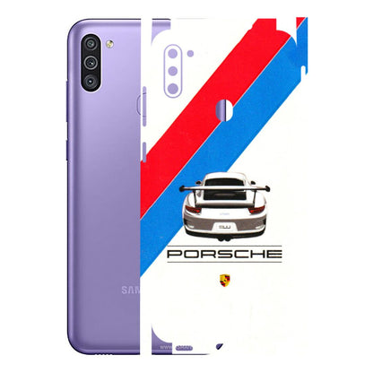 Samsung M/F/Note/Flip and C Phone Skins (All Models) - Porche Car Sober Logo - 3D Embossed Finish (L-248) Samsung Galaxy M11