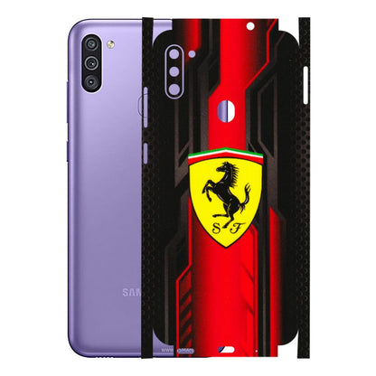 Samsung M/F/Note/Flip and C Phone Skins (All Models) - Black Ferrari Logo - 3D Embossed Finish (L-253) Samsung Galaxy M11