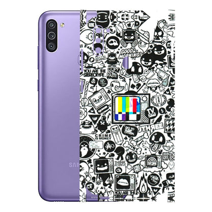 Samsung M/F/Note/Flip and C Phone Skins (All Models) - Doodles Positive Art - 3D Embossed Finish (L-263) Samsung Galaxy M11