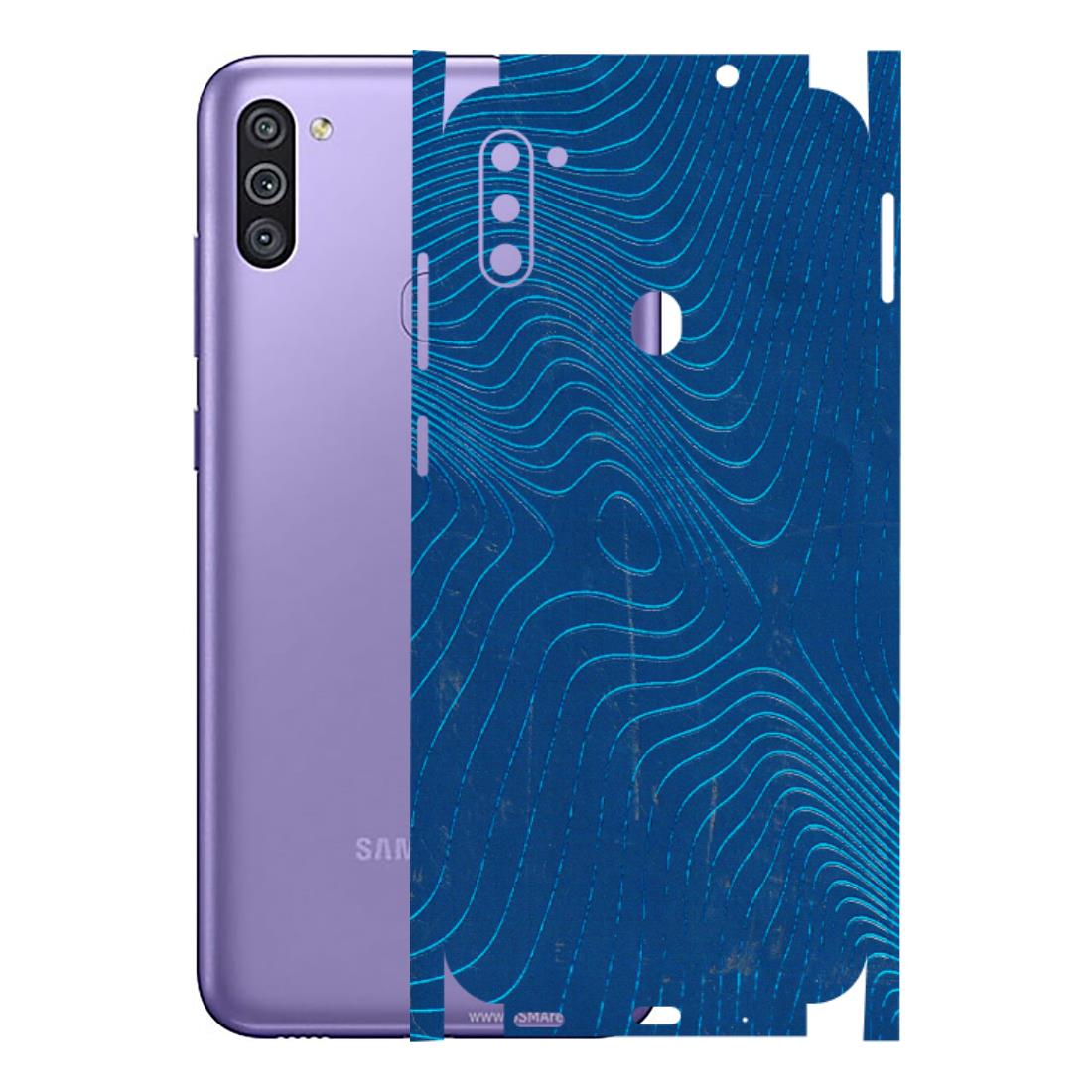 Samsung M/F/Note/Flip and C Phone Skins (All Models) - Abstract Blue Line Map - 3D Embossed Finish (L-272) Samsung Galaxy M11