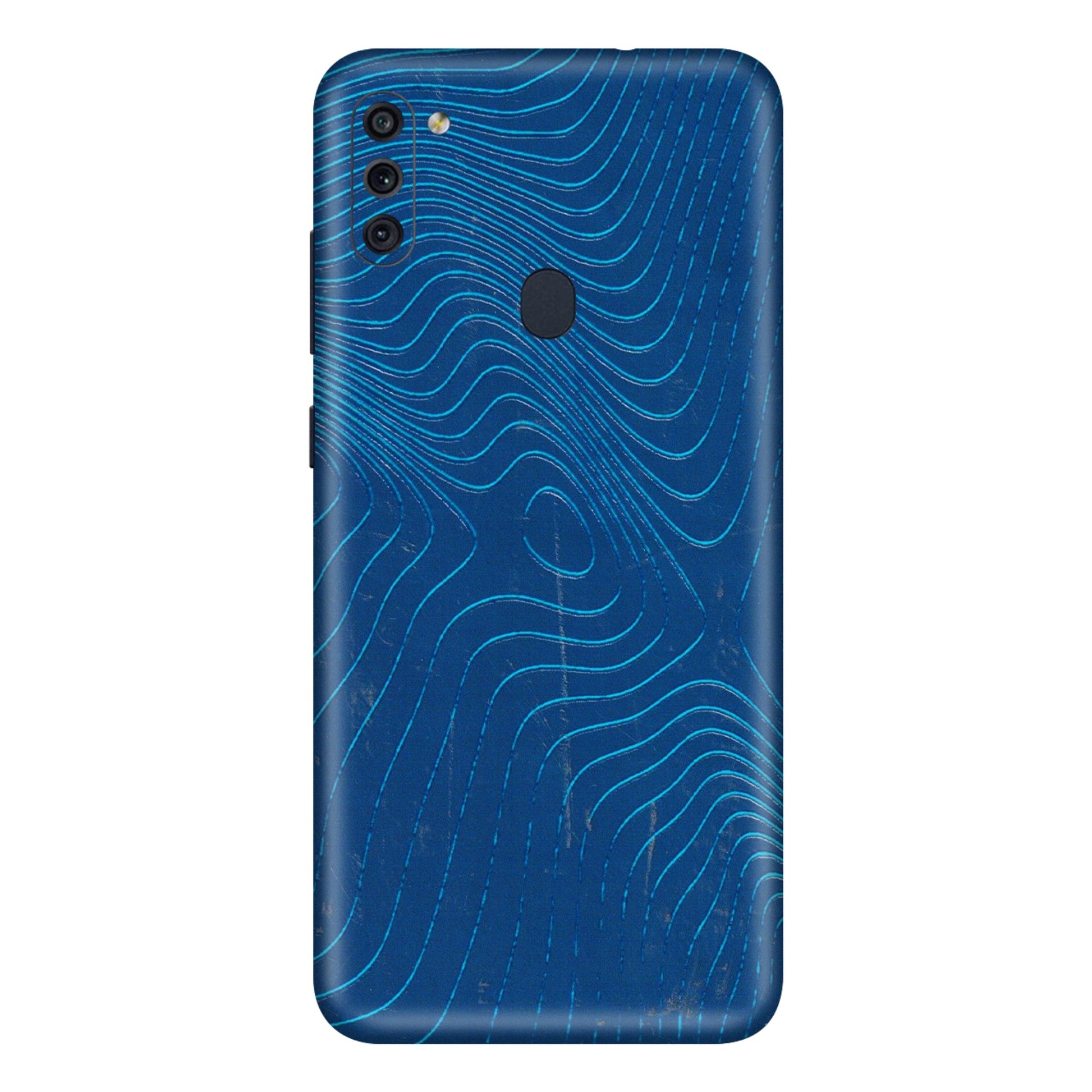 Samsung M/F/Note/Flip and C Phone Skins (All Models) - Abstract Blue Line Map - 3D Embossed Finish (L-272) Samsung Galaxy M11