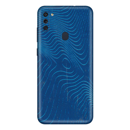Samsung M/F/Note/Flip and C Phone Skins (All Models) - Abstract Blue Line Map - 3D Embossed Finish (L-272) Samsung Galaxy M11
