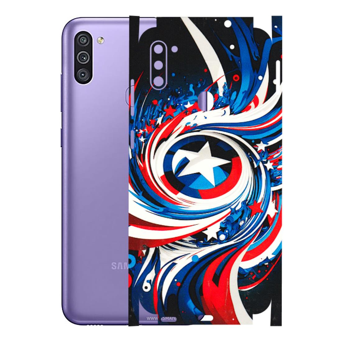Samsung M/F/Note/Flip and C Phone Skins (All Models) - Captain America Logo - 3D Embossed Finish (L-307) Samsung Galaxy M11