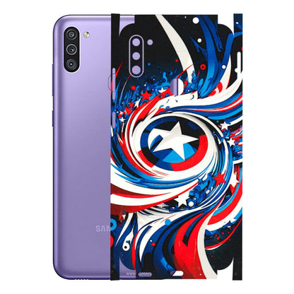 Samsung M/F/Note/Flip and C Phone Skins (All Models) - Captain America Logo - 3D Embossed Finish (L-307) Samsung Galaxy M11