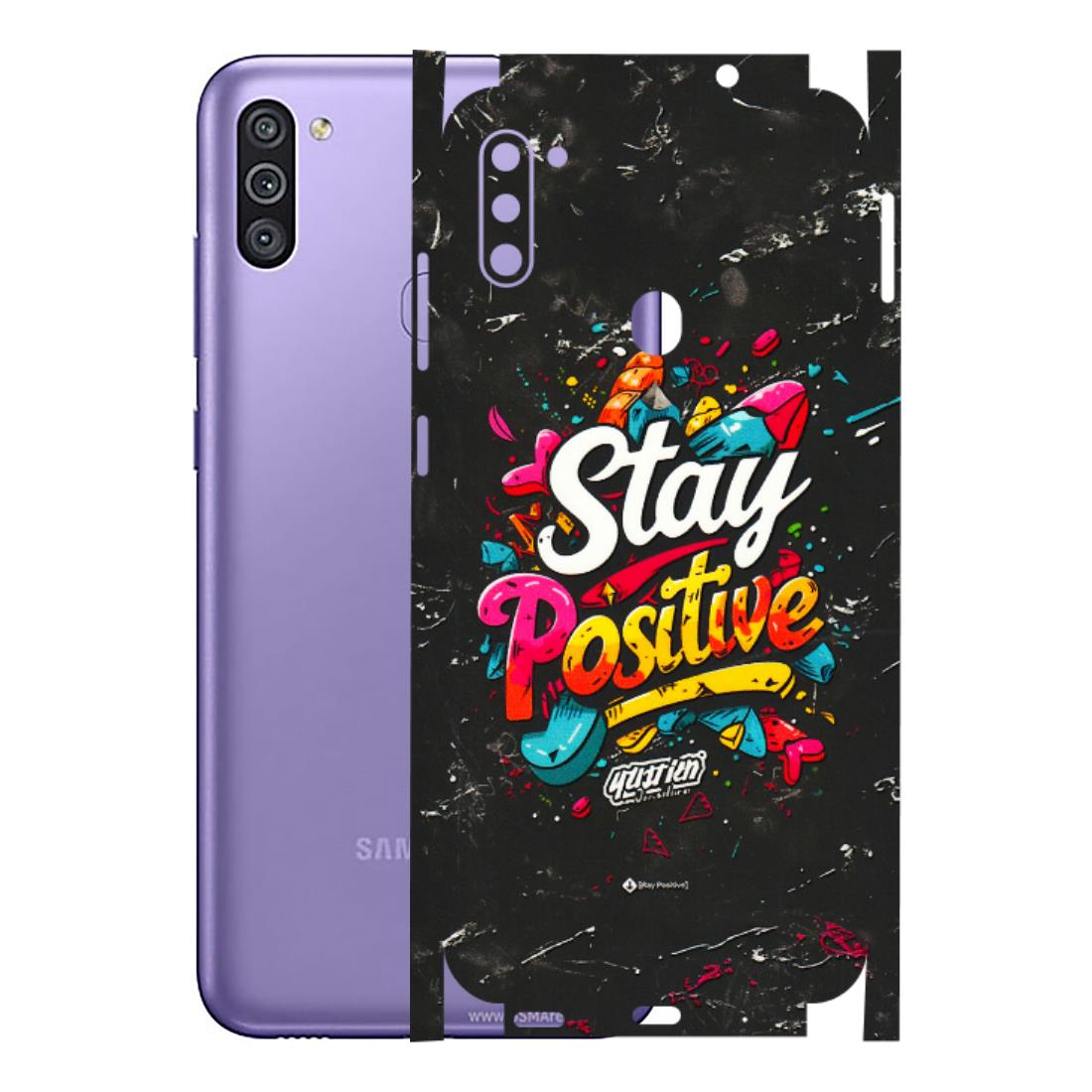 Samsung M/F/Note/Flip and C Phone Skins (All Models) - Stay Positive Black - 3D Embossed Finish (L-31) Samsung Galaxy M11