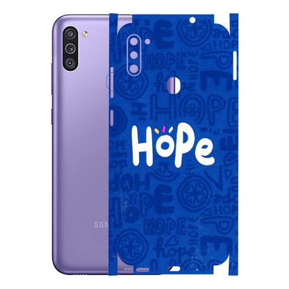 Samsung M/F/Note/Flip and C Phone Skins (All Models) - Hope Doodles Blue - 3D Embossed Finish (L-43) Samsung Galaxy M11