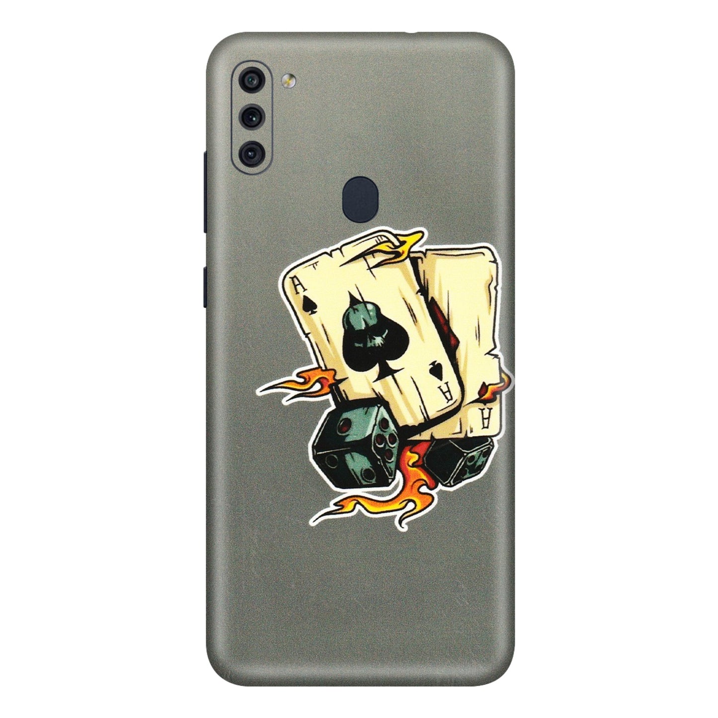 Samsung M/F/Note/Flip and C Phone Skins (All Models) - Grey Cards Of Ace - 3D Embossed Finish (L-77) Samsung Galaxy M11